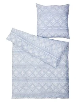 Perkal-Bettwäsche-Set In Blau/ Weiß -Heimtextilien avance perkal bettwasche set in blau weiss 1