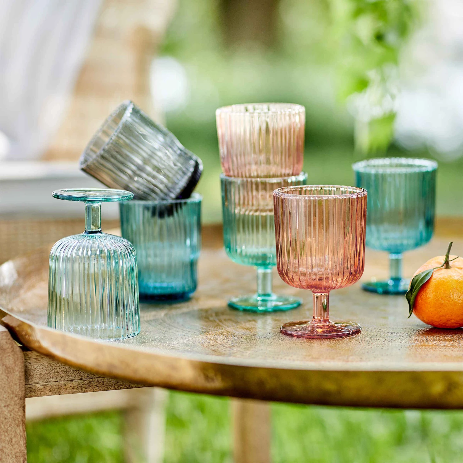 6x Gläser Mit Rillen 250ml CHELSEA In Pastellorange 7 6x Gläser Mit Rillen 250ml CHELSEA In Pastellorange – Bild 5