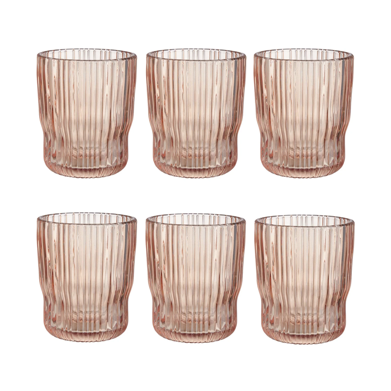 6x Gläser Mit Rillen 250ml CHELSEA In Pastellorange 3 6x Gläser Mit Rillen 250ml CHELSEA In Pastellorange