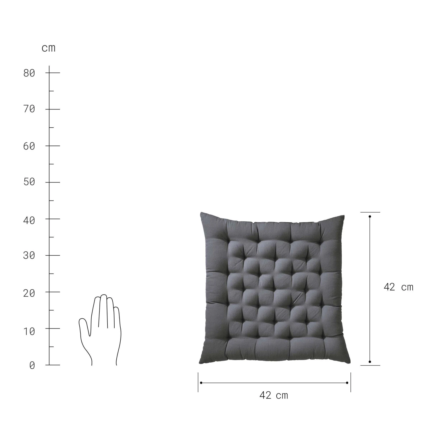 Futonkissen L 42 X B 42cm SOLID In Grau 6 Futonkissen L 42 X B 42cm SOLID In Grau – Bild 4