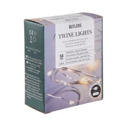 LED Lichterkette 50 Lichter Mit USB-Batteriefach TWINE LIGHTS In Transparent -Heimtextilien butlers led lichterkette 50 lichter mit usb batteriefach twine lights in transparent 2
