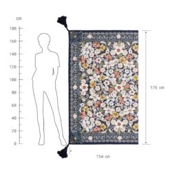 Picknickdecke L 175 X B 154cm BETWEEN FLOWERS In Dunkelblau -Heimtextilien butlers picknickdecke l 175 x b 154cm between flowers in dunkelblau 3