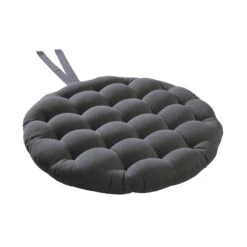 Stuhlkissen Mit Bändchen Ø42cm SOLID In Grau -Heimtextilien butlers stuhlkissen mit bandchen o42cm solid in grau 2