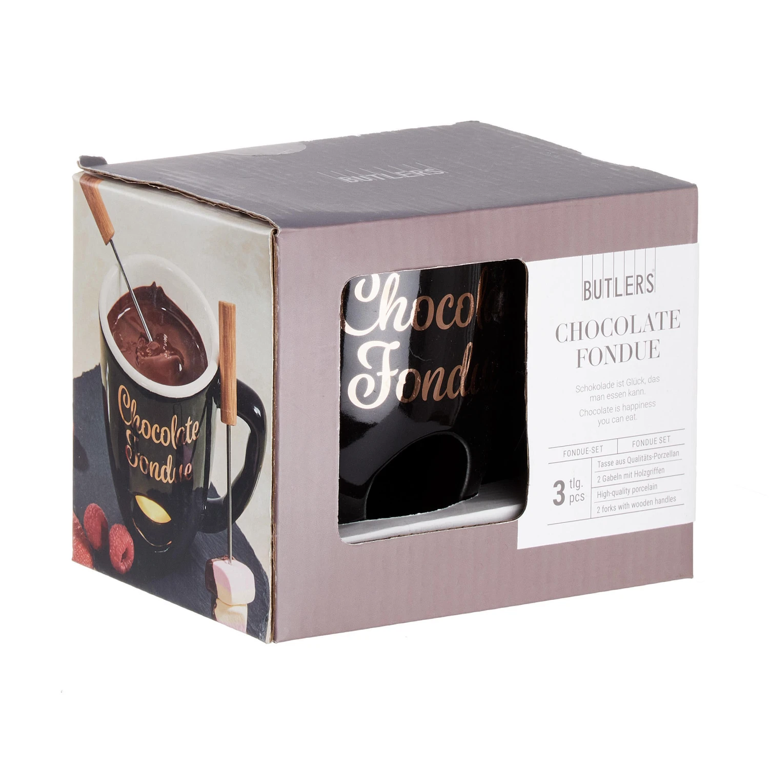 Tasse Mit 2 Gabeln CHOCOLATE FONDUE In Schwarz 5 Tasse Mit 2 Gabeln CHOCOLATE FONDUE In Schwarz – Bild 3