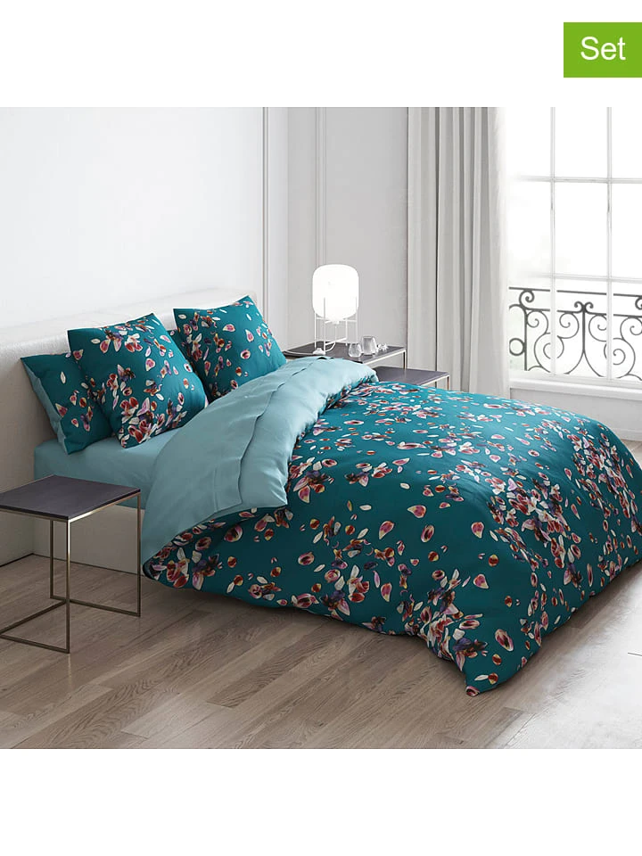 Cacharel Satin-Bettwäsche-Set "Aurore" In Petrol 3 Cacharel Satin-Bettwäsche-Set "Aurore" In Petrol