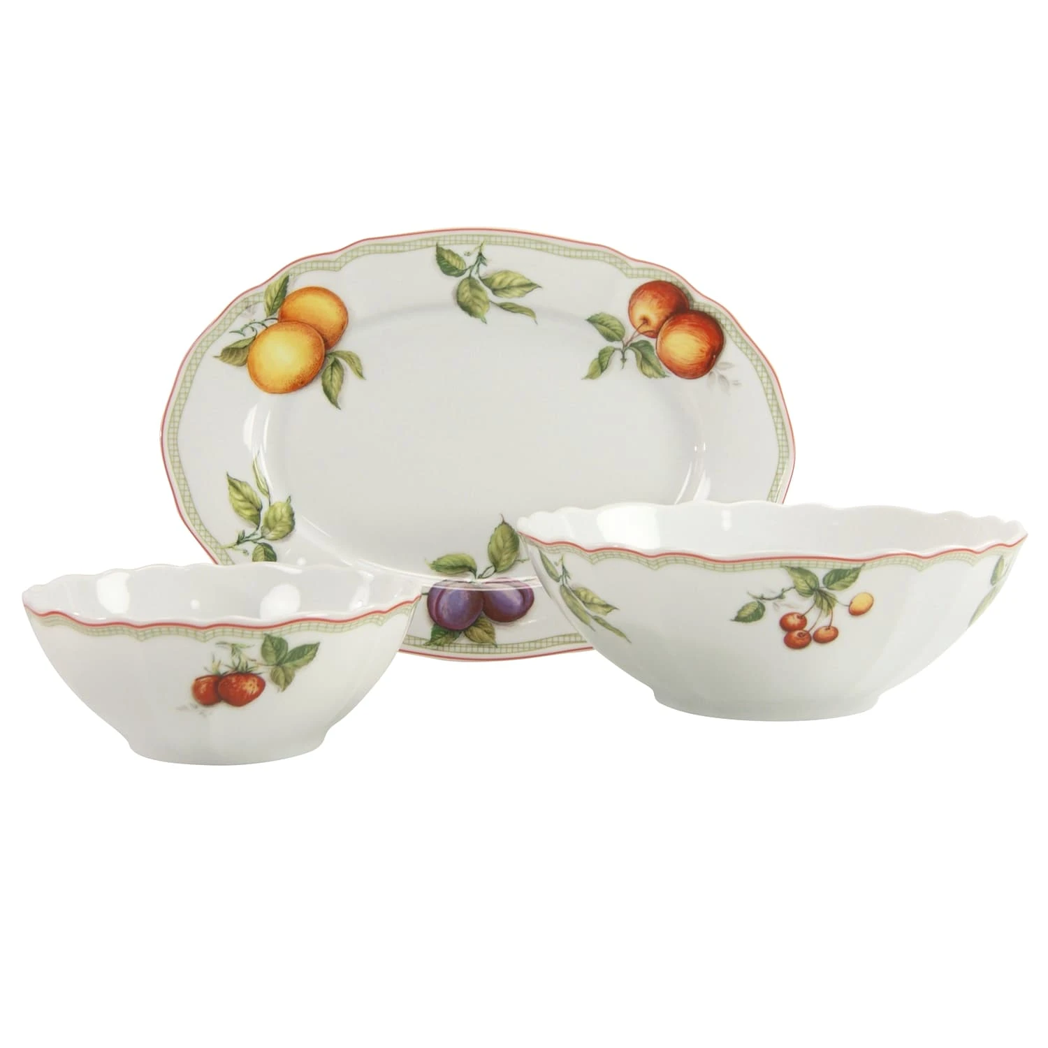 CreaTable Flora Orchard Geschirrset Servier Set 3 Teilig In Weiß 2 CreaTable Flora Orchard Geschirrset Servier Set 3 Teilig In Weiß