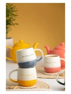 Tasse "Hello Sunshine" In Weiß/ Gelb - 350 Ml -Heimtextilien priceandkensington tasse hello sunshine in weiss gelb 350 ml 2
