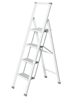 Wenko Alu-Design Klapptrittleiter 4-stufig Weiß In Weiß -Heimtextilien wenko alu design klapptrittleiter 4 stufig weiss in weiss 10