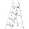 Wenko Alu-Design Klapptrittleiter 4-stufig Weiß In Weiß -Heimtextilien wenko alu design klapptrittleiter 4 stufig weiss in weiss