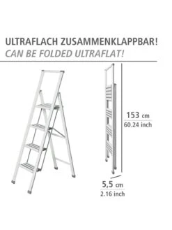 Wenko Alu-Design Klapptrittleiter 4-stufig Weiß In Weiß -Heimtextilien wenko alu design klapptrittleiter 4 stufig weiss in weiss 14